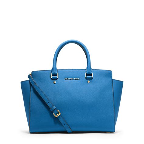 michael michael kors selma medium saffiano leather satchel pale blue|selma leather satchel.